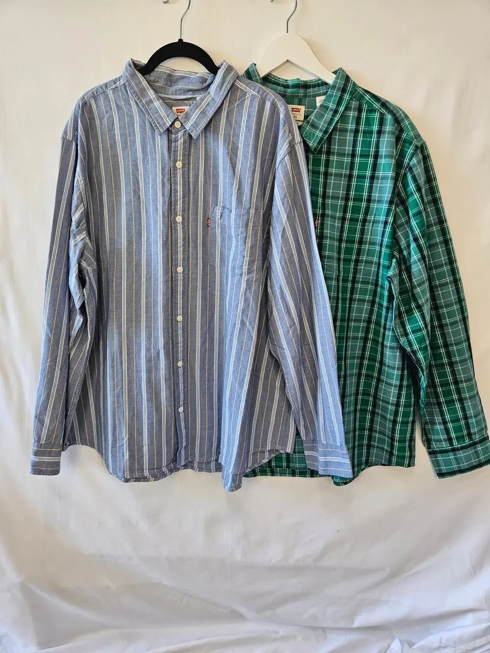 Levi's Long Sleeve Shirts Office Stripes Plaid Button Up Blue Green XXL Bundle
